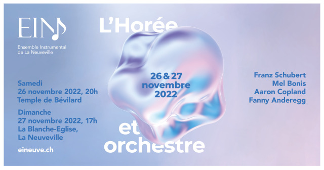 Pour son prochain programme, l&rsquo;Ensemble Instrumental de La Neuveville se réjouit d&rsquo;accueillir les solistes et compositeurs du groupe l&rsquo;Horée, Fanny Anderegg et Vincent Membrez
